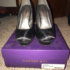 Madden Girl Black Toriie Glitter Heels Size 8